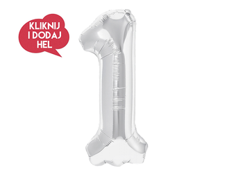 Balon foliowy Cyfra 1 srebrny - 100 cm