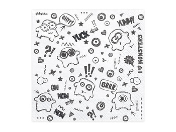 Serwetki papierowe POTWORKI biały, 33 x 33 cm, 1 op/ 20 szt