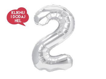 Balon foliowy Cyfra 2 srebrny - 100 cm