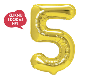 Balon foliowy Cyfra 5 złoty - 100 cm