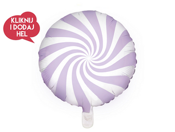 Balon foliowy okrągły CUKIEREK, fioletowy/biały, 45 cm, 1 szt