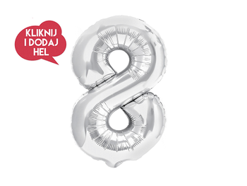 Balon foliowy Cyfra 8 srebrny - 100 cm