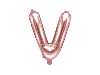 Balon foliowy Litera "V", rose gold, 35 cm, 1 szt