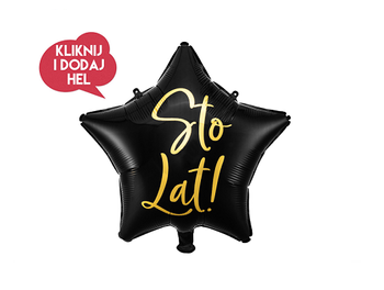 Balon foliowy GWIAZDKA - STO LAT!,  czarny/złoty, 48 cm, 1 szt