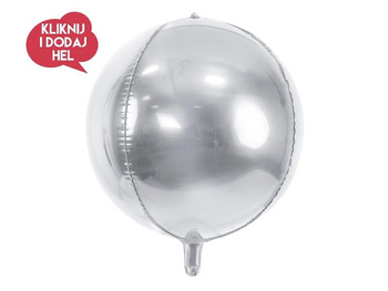 Balon foliowy KULA 3D, srebrny - 40 cm