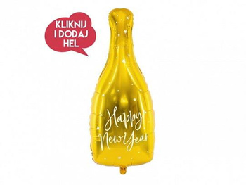 Balon foliowy SZAMPAN - HAPPY NEW YEAR, złoty, 32x82 cm, 1 szt