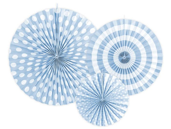 Rozety dekoracyjne BLUE MIX niebieski błękitny, 23 - 40 cm 1 op/3 szt