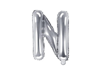 Balon foliowy Litera "N", srebrny, 35 cm, 1 szt