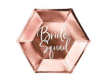 Talerzyki papierowe BRIDE SQUAD rose gold, 23 cm, 1 op / 6 szt