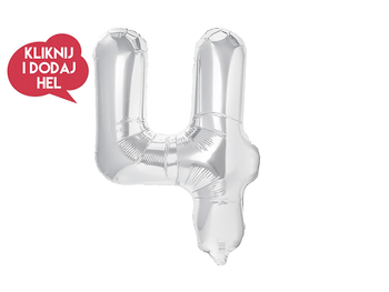 Balon foliowy Cyfra 4 srebrny - 100 cm