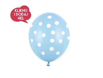 Balon lateksowy KROPKI, niebieski/biały - 30 cm, 1 szt