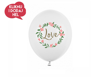 Balon lateksowy LOVE biały, 30 cm, 1 szt