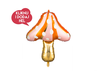 Balon foliowy GRZYBEK - MUCHOMOREK, pomarańczowy/złoty, 66x75 cm, 1 szt