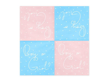 Serwetki papierowe BOYorGIRL, różowy/niebieski, 33x33 cm, 1 op/20 szt