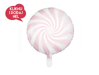 Balon foliowy okrągły CUKIEREK, różowy/biały, 45 cm, 1 szt