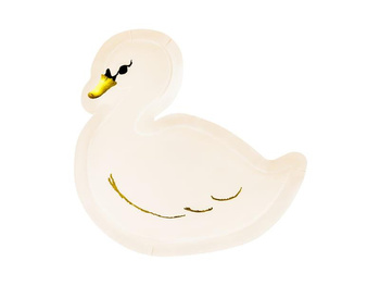 Talerzyki papierowe LOVELY SWAN kremowy, 22,5 x 23,5 cm, 1 op / 6 szt