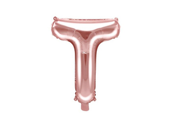 Balon foliowy Litera "T", rose gold, 35 cm, 1 szt