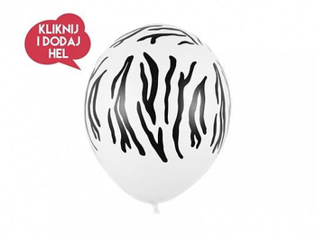 Balon lateksowy ZEBRA - PASKI, biały/czarny, 30 cm, 1 szt