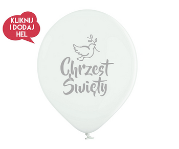Balon lateksowy CHRZEST ŚWIĘTY, biały/srebrny, 30 cm, 1 szt