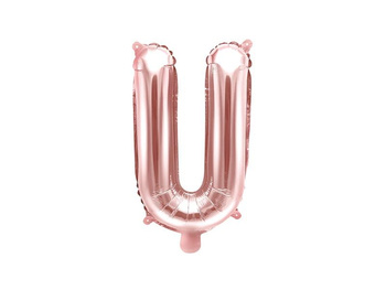 Balon foliowy Litera "U", rose gold, 35 cm, 1 szt