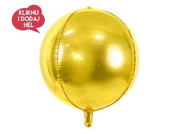 Balon foliowy KULA 3D, złoty - 40 cm