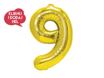 Balon foliowy Cyfra 9 złoty - 100 cm