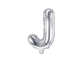 Balon foliowy Litera "J", srebrny, 35 cm, 1 szt