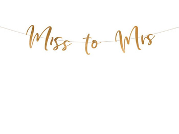 Girlanda/ Baner MISS TO MRS rose gold,  18 x 76 cm, 1 szt
