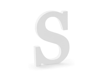Drewniana litera S, biały, 14x20 cm, 1 szt