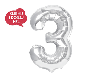 Balon foliowy Cyfra 3 srebrny - 100 cm