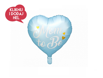 Balon foliowy SERCE - MOM TO BE, niebieski, 45 cm, 1 szt