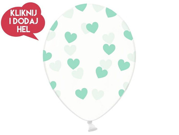 Balon lateksowy SERDUSZKA bezbarwny/zielony - 30cm