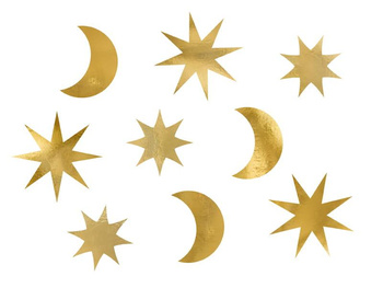 Dekoracje papierowe GOLD, złoty, 5-8cm, 1 op/ 9 szt