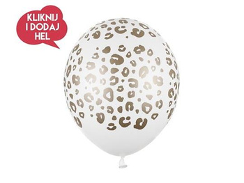 Balon lateksowy CĘTKI, biały/złoty, 30 cm, 1 szt