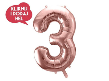 Balon foliowy Cyfra 3 rose gold - 100 cm