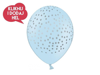 Balon lateksowy KROPECZKI, niebieski/srebrny - 30 cm