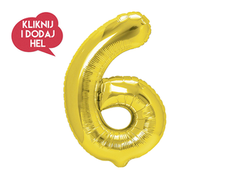 Balon foliowy Cyfra 6 złoty - 100 cm