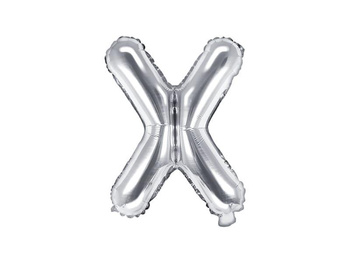 Balon foliowy Litera "X", srebrny, 35 cm, 1 szt