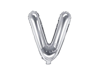 Balon foliowy Litera "V", srebrny, 35 cm, 1 szt