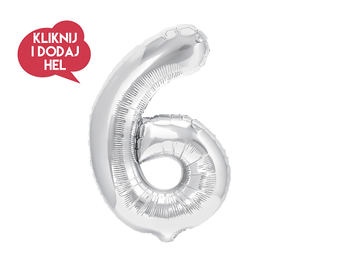 Balon foliowy Cyfra 6 srebrny - 100 cm
