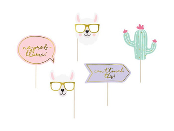 Akcesoria do zdjęć LAMA - KAKTUS, mix kolorów, 1 op/6 szt