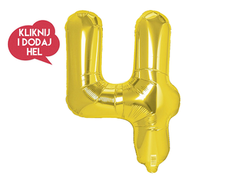 Balon foliowy Cyfra 4 złoty - 100 cm