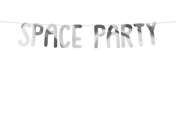 Girlanda/ Baner SPACE PARTY srebrny, 13 x 96 cm, 1 szt