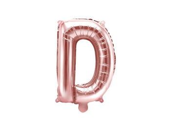 Balon foliowy Litera "D", rose gold, 35 cm, 1 szt