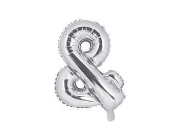 Balon foliowy znak "&", srebrny, 35 cm, 1 szt