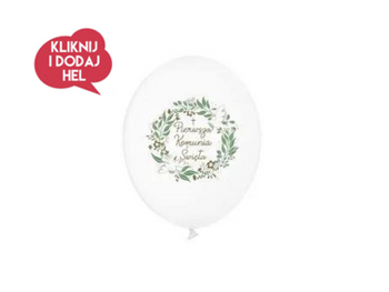 Balon lateksowy PIERWSZA KOMUNIA ŚWIĘTA, biały/złoty, 30 cm, 1 szt