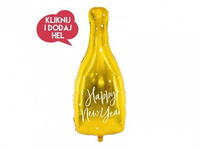 Balon foliowy SZAMPAN - HAPPY NEW YEAR, złoty, 32x82 cm, 1 szt