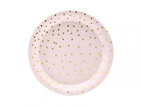 Talerzyki papierowe KROPECZKI, jasny różowy, 18 cm, 1 op/6 szt