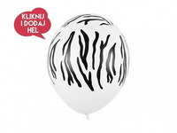 Balon lateksowy ZEBRA - PASKI, biały/czarny, 30 cm, 1 szt