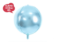 Balon foliowy KULA 3D, niebieski/ błękitny, 40 cm, 1 szt